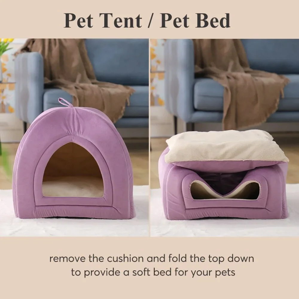 Large Cat Bed - Soft Cat Tent - Purple - 19x19 inches - New In Original Packagi